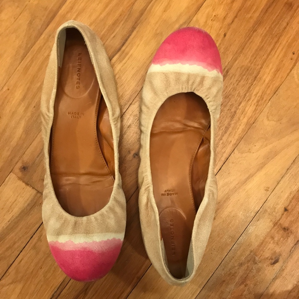 Anthropologie ballet flats, Leifsnotes, pink & tan
